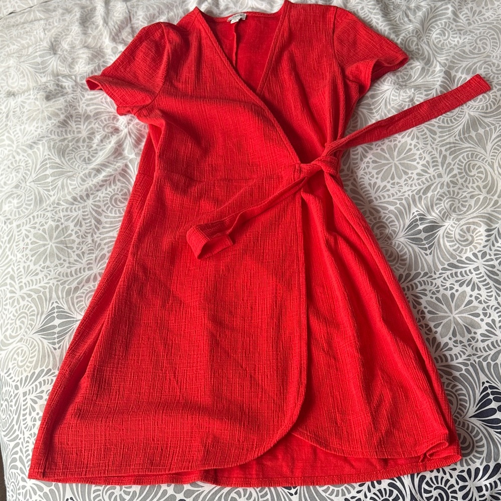 J. Crew Factory Vibrant Red Mini Wrap Dress